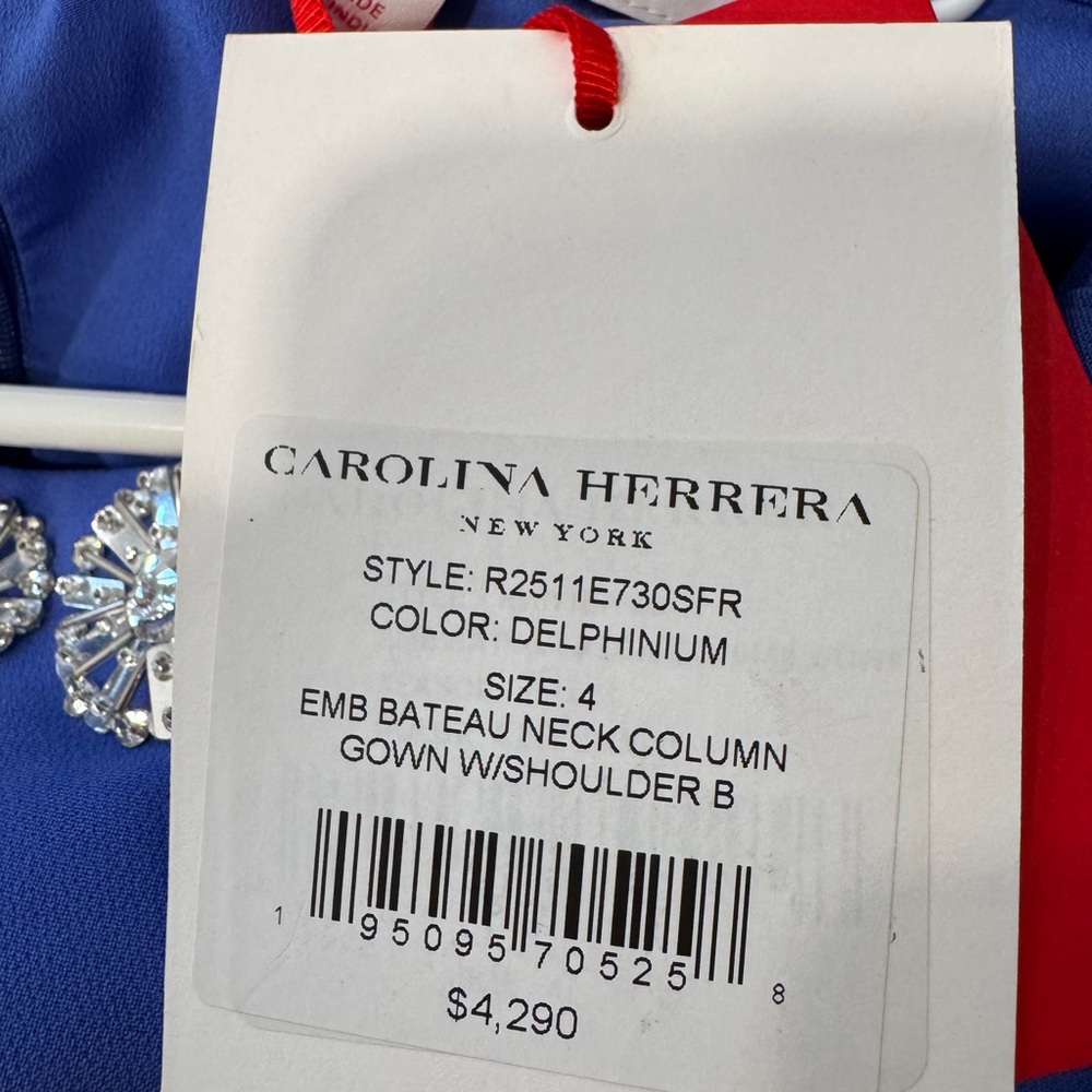 CAROLINA HERRERA Crystal-Trim Boatneck Column Gown With Shoulder Bows Maxi Dress - Picture 12 of 15